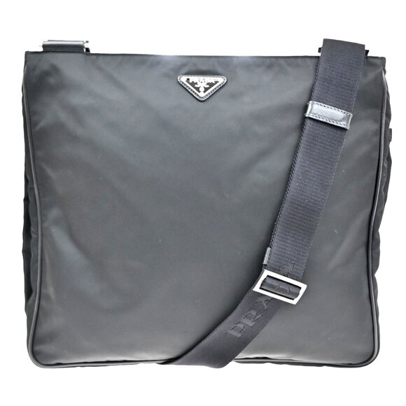 PRADA MILANO Tessuto Messenger Shoulder Bag Nylon Leather Black - Picture 1 of 16